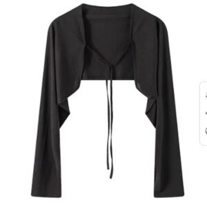 NAKED Arconte Tie-Strap Cropped Open Cardigan in Black sheer women’s size S